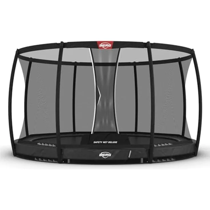 Berg InGround Champion, Trampolin 330 cm mit Sicherheitsnetz Deluxe AirFlow Pro in grau, langlebige TwinSpring Gold-Federn, 100 kg Maximalgewicht