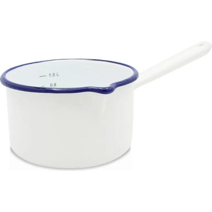 HUSUM Stieltopf 14 cm aus Emaille mit Ausguss und Literskala - 1 Liter / Topf / Karl Krüger