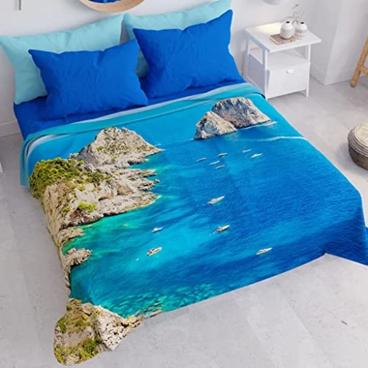PETTI Artigiani Italiani - Sofaüberwurf aus Mikrofaser, 260x270 cm, Marine-Muster 03 | Mehrzweck-Überwurf für Sofas, Tagesdecke und Tischdecken | Schutzüberwurf waschbar – Bild 3