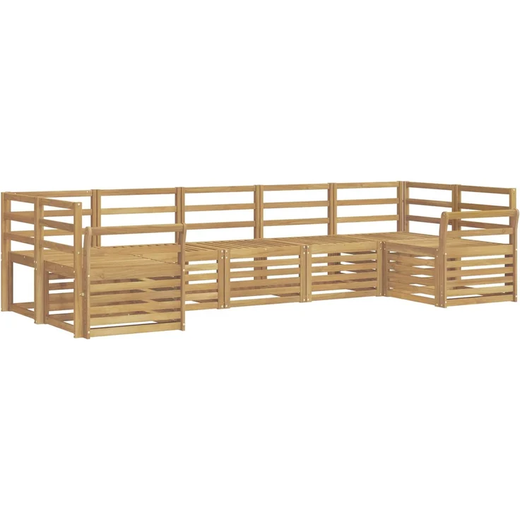 vidaXL Outdoor-Sofagarnitur 7 stk. 7-Sitzer Weiß Massivholz Akazie 3392434 – Bild 2