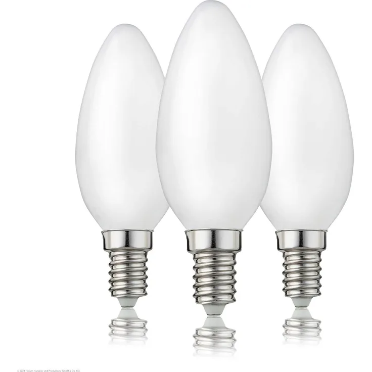 hellum LED Glühbirne E14 Kerzenlampe warmweiß, 3 Stück, 2,5W, E14 LED warmweiß mit 250 Lumen, Leuchtmittel ersetzt 25-Watt Glühbirne, C35, 2700 Kelvin matt, 220216