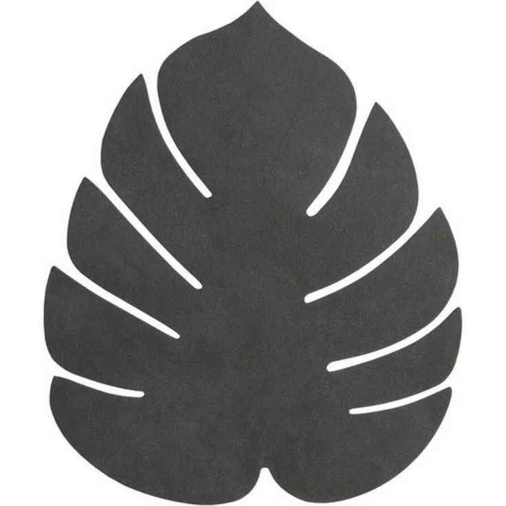 LIND DNA Platzset Tischset Monstera Leaf L schwarz, (Stück, 1-St, 1 Tischset), Recyclingleder