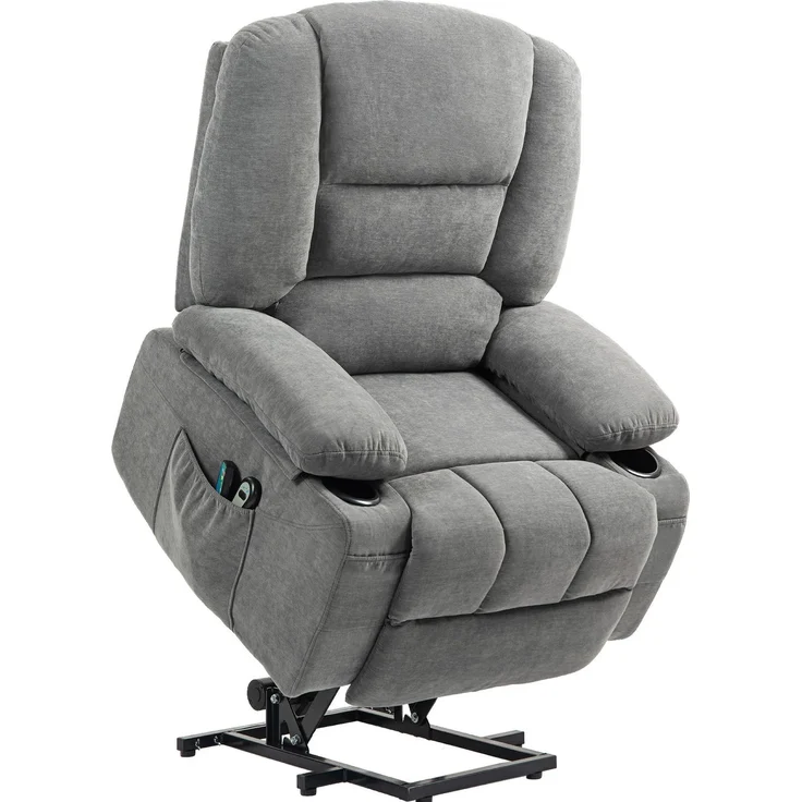 DESVIAE Sessel mit elektrischer Aufstehhilfe und Massagefunktion, 90x102x97 cm, Polyester, Dunkelgrau – Bild 7