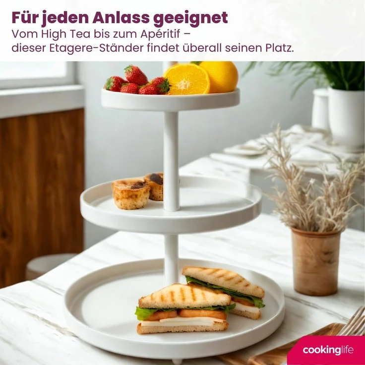 HIT Trading Etagere SISSI, Ø 33 x H 55 cm, Weiß, mit 3 Etagen, Metall – Bild 4