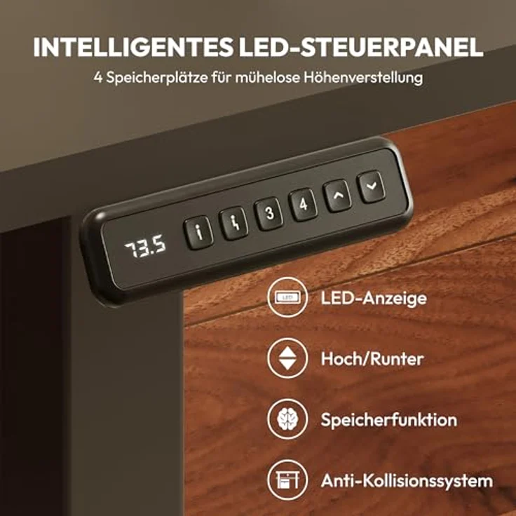 SANODESK Höhenverstellbarer Schreibtisch KOMPLETTE TISCHPLATTE Schreibtisch Höhenverstellbar Elektrisch Ergonomischer Steh-Sitz Tisch Computertisch für Heimbüro Homeoffice 120x60 cm(schwarz) – Bild 9