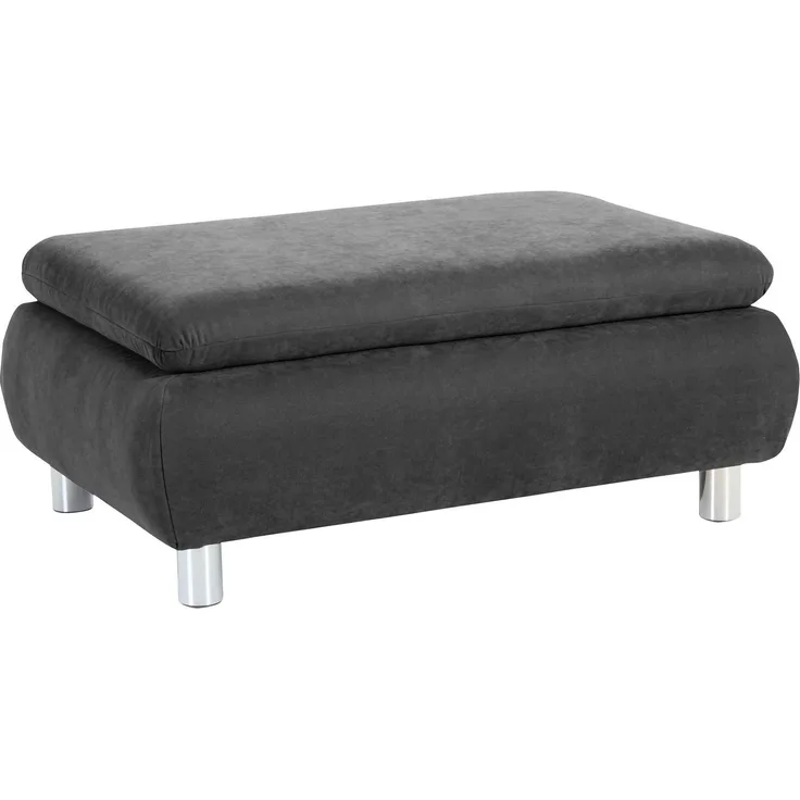 Hocker Kaye Bezug Veloursstoff Metallfuß verchromt / anthrazit 23116