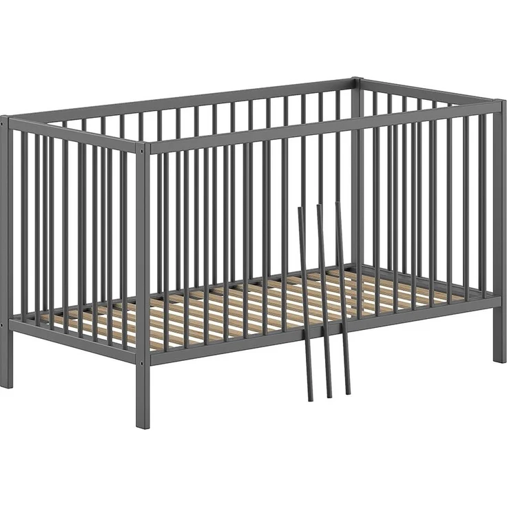 Babybett >Dino< in Buche Anthrazit, Massivholz - 144x84,4x75,5cm (BxHxT) – Bild 1