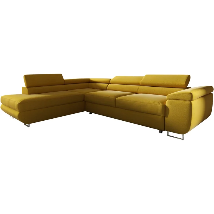 Ecksofa in L-Form AVESTA, L-förmige Eckcouch mit Schlaffunktion, ausziehbares Sofa, 1 Bettzeugbehälter, verstellbare Kopfstützen, (Omega 68), 72x201 cm – Bild 1