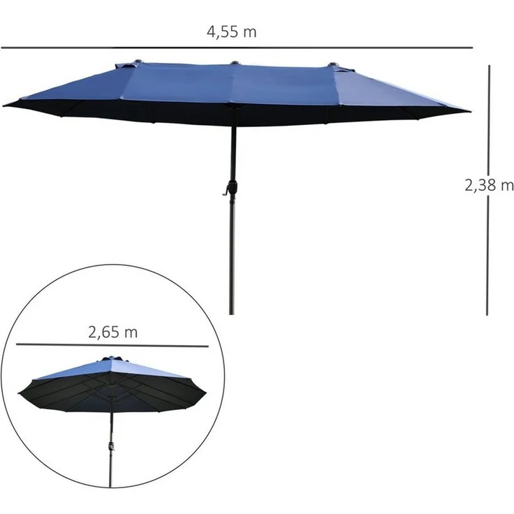 Outsunny Sonnenschirm Doppelsonnenschirm, LxB: 460x270 cm, Sonnenschirm, Gartenschirm, ohne Schirmständer – Bild 2