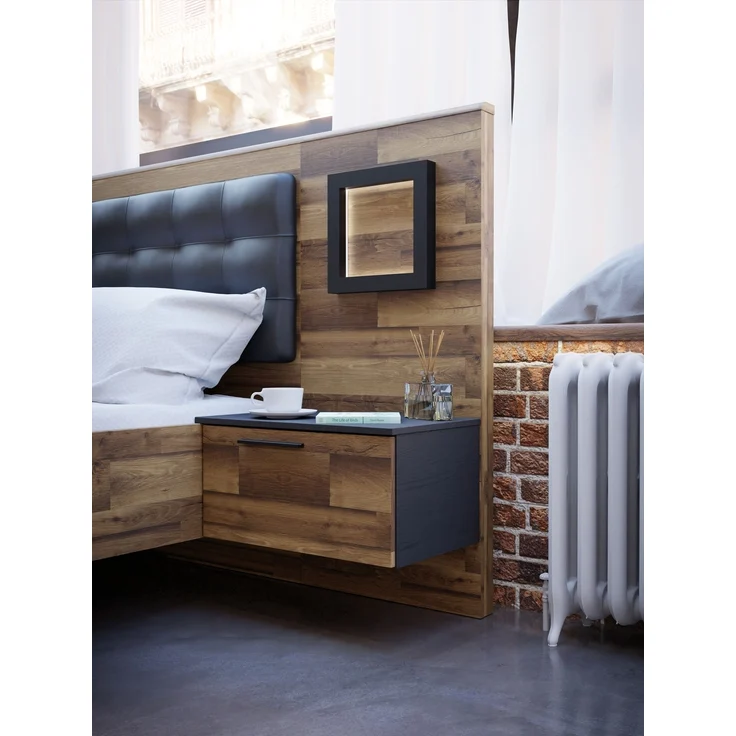 Nachtkonsole >JAKOBINA< (2er-Set), LED, Stabeiche / Schwarz Eiche - 54,7x119,7x41,1cm (B/H/T) – Bild 3