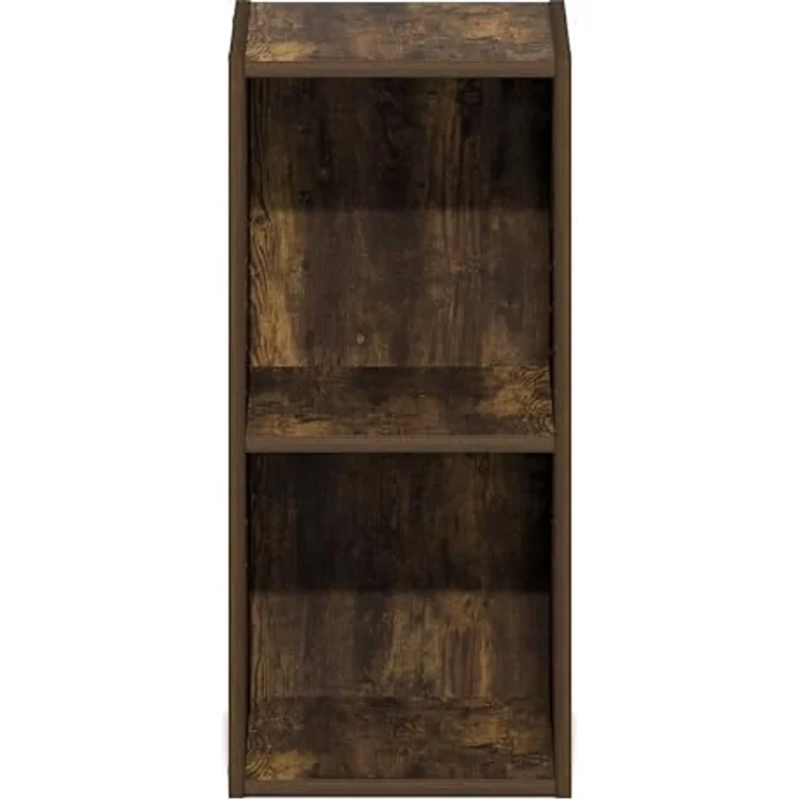Furinno Fulda Bücherregal, 2-stöckiges schmales Bücherregal, Regal mit 10-Zoll breitem Stauraum, 23,6(T) x 25,0(B) x 53,8(H) cm, für Wohnzimmer, Schlafzimmer, Home Office, Amber-Kiefer – Bild 7