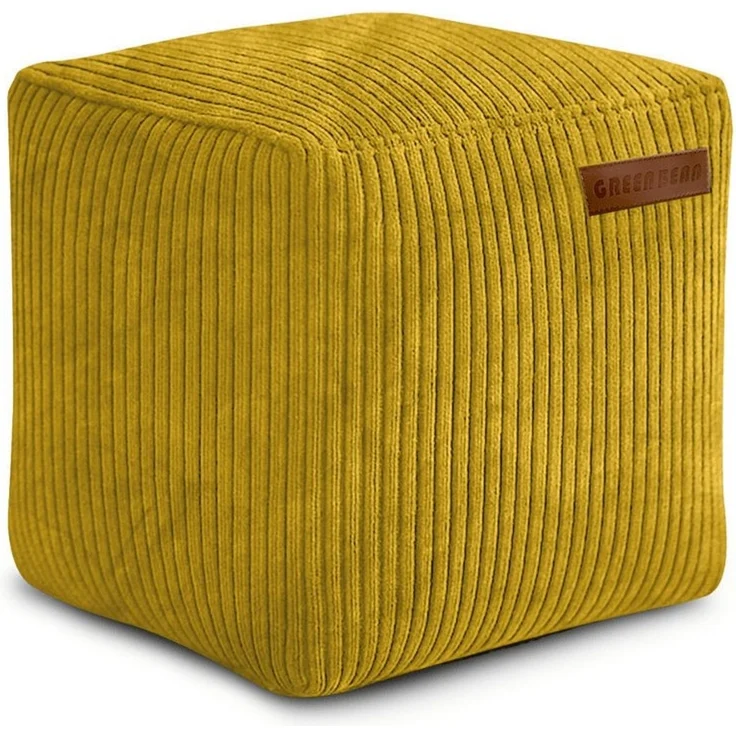 Green Bean Indoor Cord Sitzhocker Pouf Cube 40x40x40cm mit EPS-Perlen Füllung - kuschelig weich waschbar - die ideale Ergänzung zum Sitzsack für Kinder & Erwachsene - Gelb – Bild 1