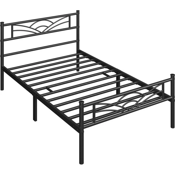 Yaheetech Metallbett mit Lattenrost, Wolkenmuster, Metall Schwarz, 90x200 cm – Bild 1