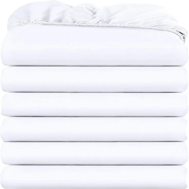 Utopia Bedding Queensize-Spannbettlaken, 6 Stück, weich gebürstete Mikrofaser, Tiefe Taschen, schrumpft und lichtbeständig, pflegeleicht (weiß)