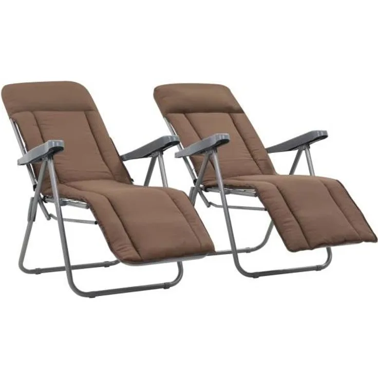 vidaXL Klappbare Gartenstühle mit Auflagen 2 Stk. Braun 44321
