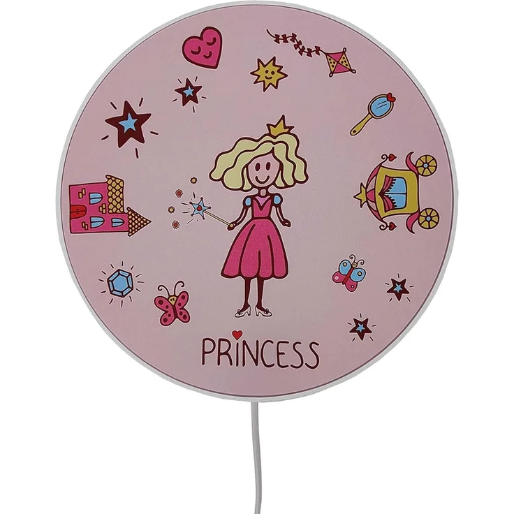 LED Wandleuchte für Kinderzimmer mit Motiv Prinzessin, Schalter & Stecker Ø 25cm – Bild 4