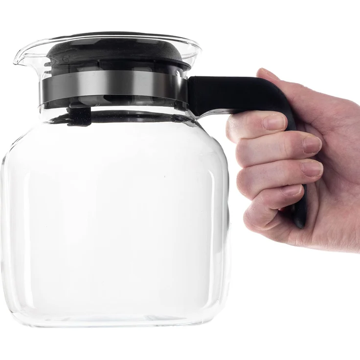 KADAX Hitzebeständige Teekanne mit Deckel, Glas, schwarz, 1,5L – Bild 4