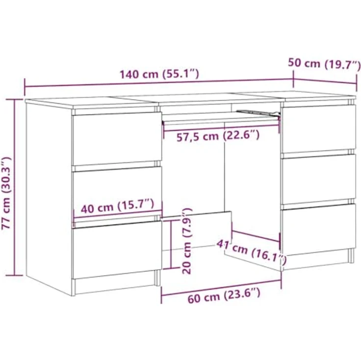 vidaXL Schreibtisch Altholz-Optik 140x50x77 cm Holzwerkstoff 855960 – Bild 4