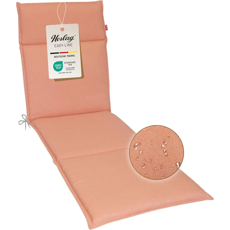 Herlag Liegenauflage Bea, Liegepolster Gartenliege 190x60x4,5cm Wasserabweisend Korall