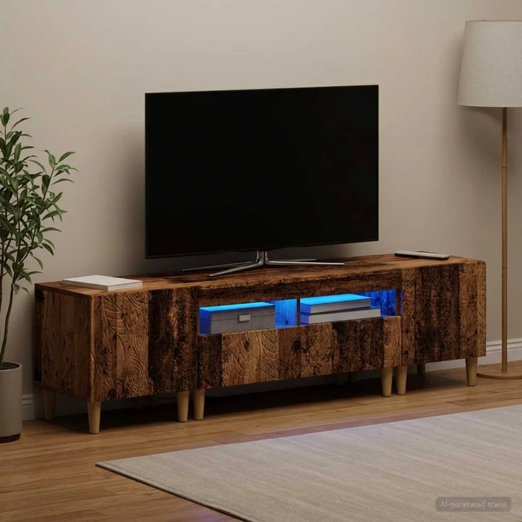 vidaXL 3-teiliges LED TV Regal DELFT Altholz Holzwerkstoff 3416769 – Bild 3