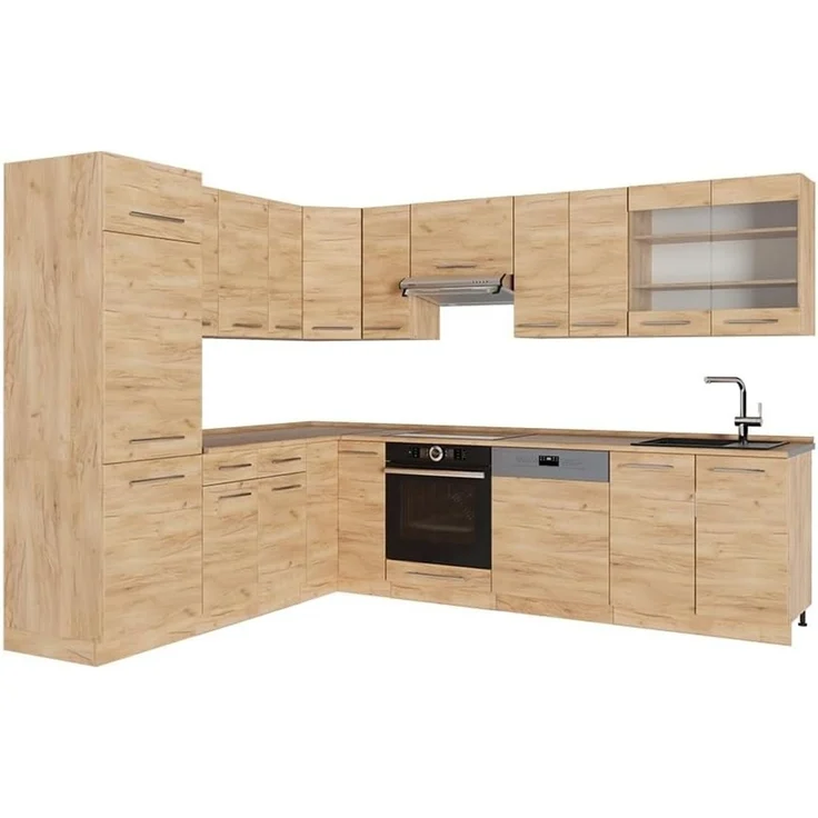 Eckküche Fame-Line Goldkraft Eiche/Goldkraft Eiche 287 x 227 cm, AP Eiche Vicco – Bild 1