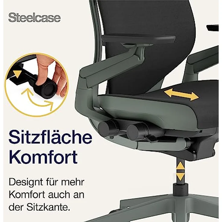 Steelcase Gesture Bürostuhl mit Bezug in Onyx Schwarz mit Kopfstütze, 66x62. 5x107 cm – Bild 8