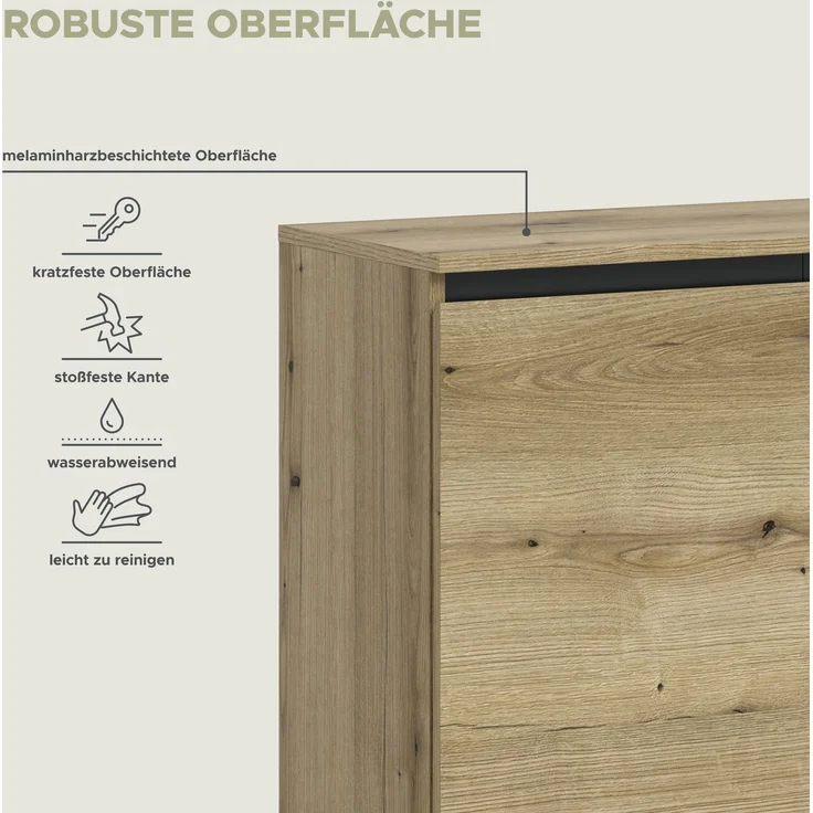 Sideboard B/H/T: 120x84x36 cm in Evoke Oak Nachbildung und schwarz – Bild 7