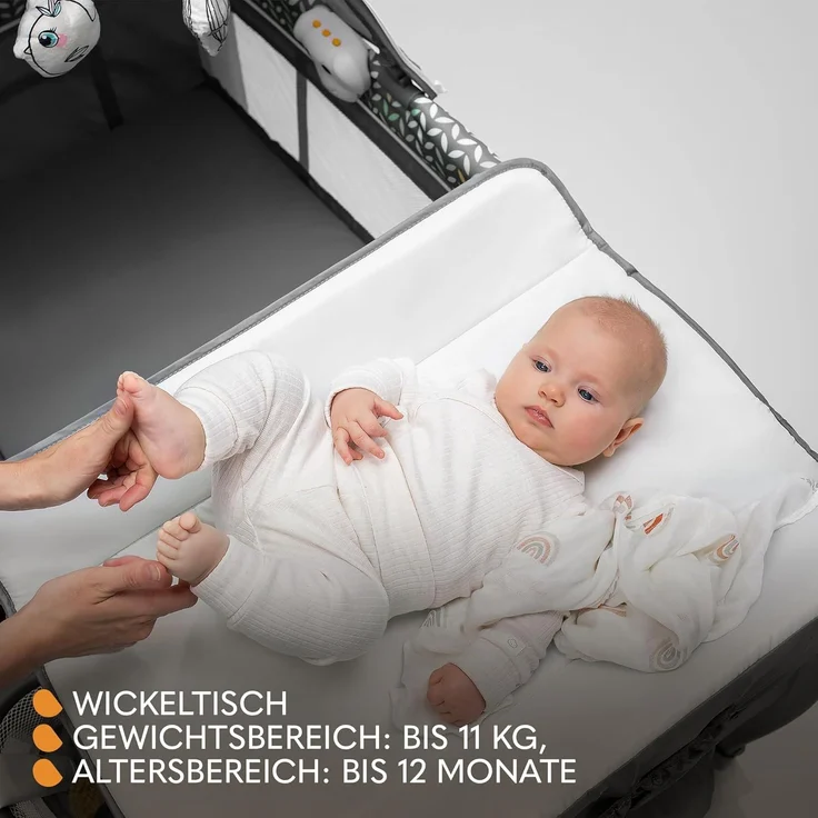 Lionelo Sven Plus 2 in 1 Baby Bett Laufstall Baby ab Geburt bis 15 kg Wickelauflage Moskitonetz luftige Seitenwände mit Seiteneingang Tragetasche zusammenklappbar (Türkis-Grau) – Bild 5