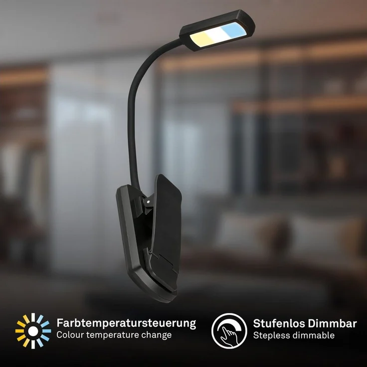 Briloner Leuchten LED Klemmtischleuchte TARU, Dimmfunktion, LED fest integriert, warmweiß - kaltweiß, 4x3x29 cm, Büro, Schlafzimmer, Wohnzimmer, Kinderzimmer – Bild 2