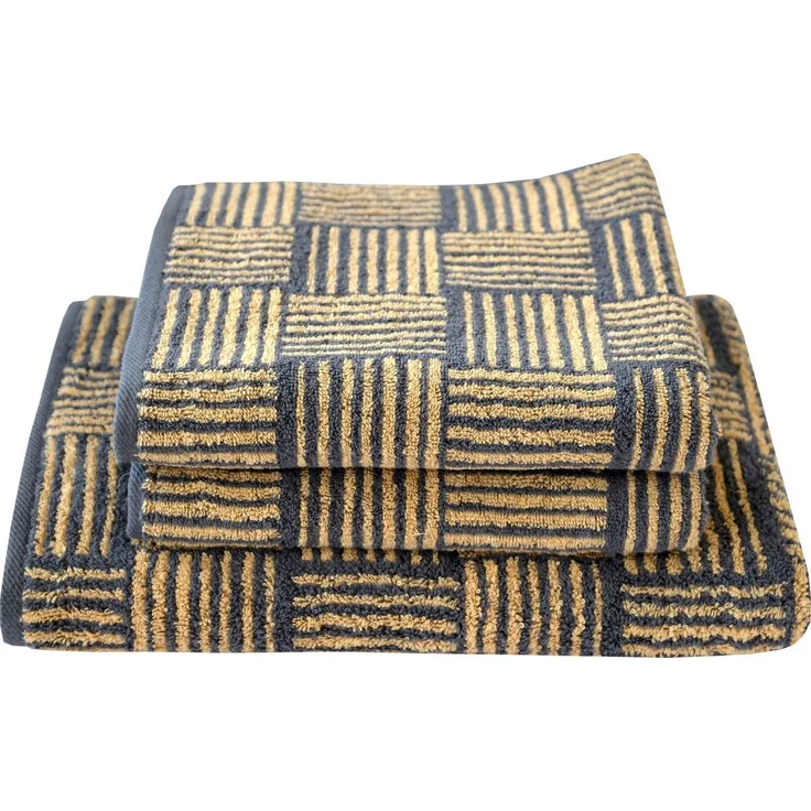 Dyckhoff Handtuch Set Golden Shades Basket, Walkfrottier (3-St), mit graphischem Muster,2 Handtücher (50x100cm), 1 Duschtuch (70x140cm)