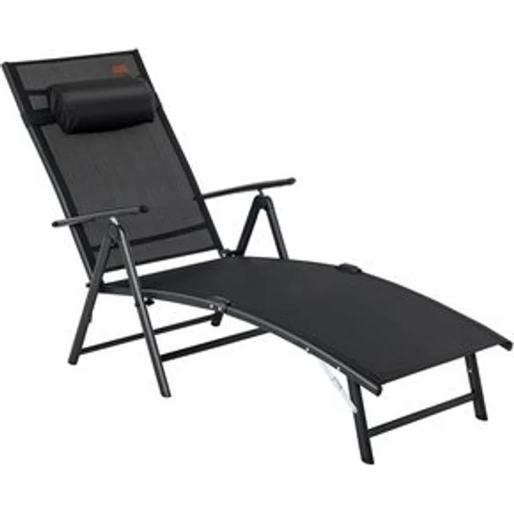 COSTWAY Gartenliege Sonnenliege, klappbar, 7-fach verstellbar, mit Kopfstütze – Bild 6