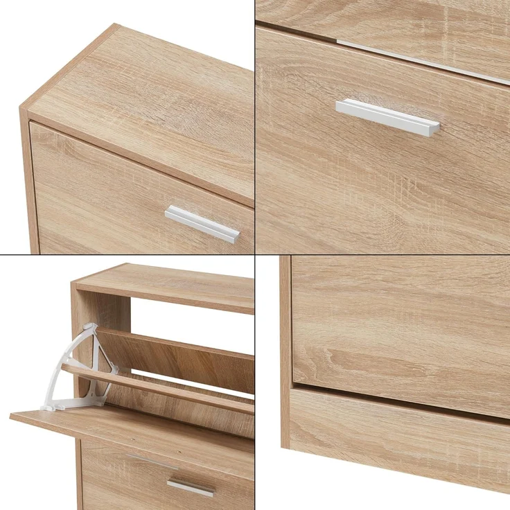 Schuhschrank Sykkylven 81x63x24 cm mit 2 Klappen Sonoma-Eiche [en. casa] – Bild 7