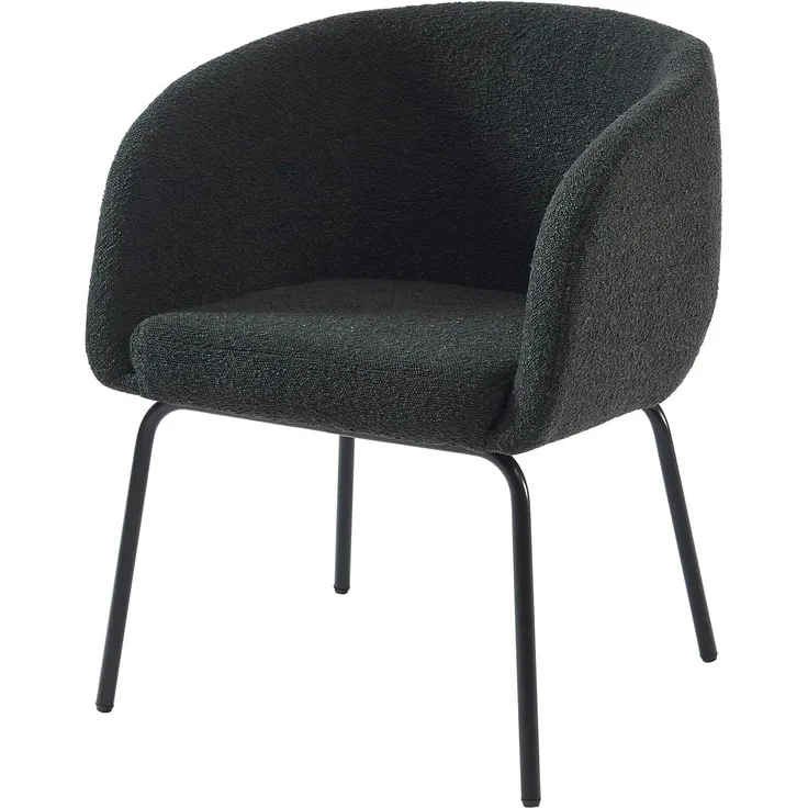 BAÏTA Belem Sessel aus Stoff mit schwarzem Metallgestell, Bouclette, anthrazit, Dimensions : 58,5 x 60 x 80 cm
