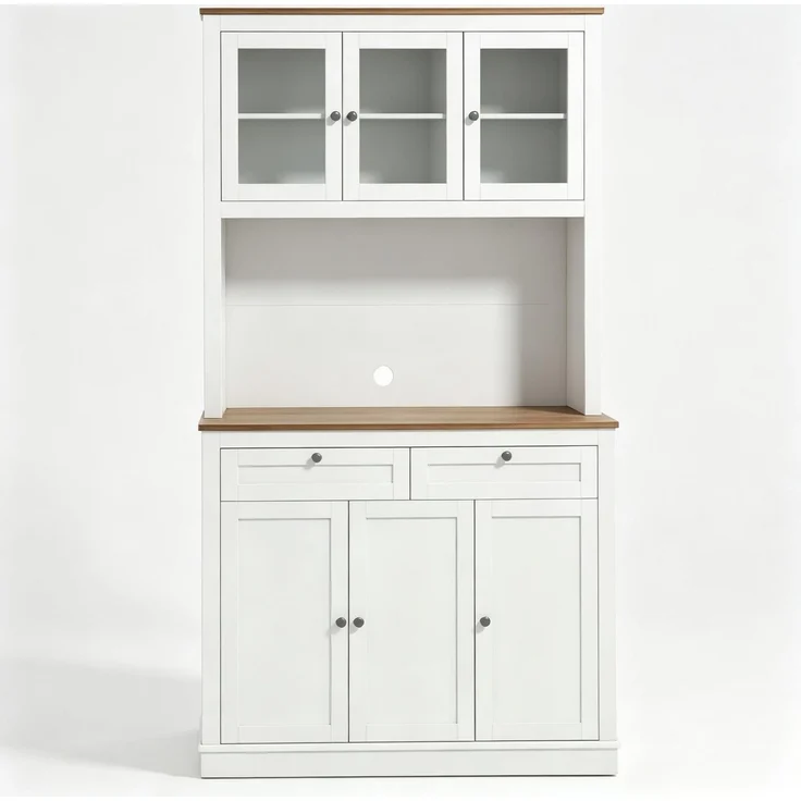Buffet Anrichte mit offenen Regalen, Schubladen und viel Stauraum,Geschirrschrank,Küchenschrank--Weiß--100x40x180cm--YOUDENOVA – Bild 7