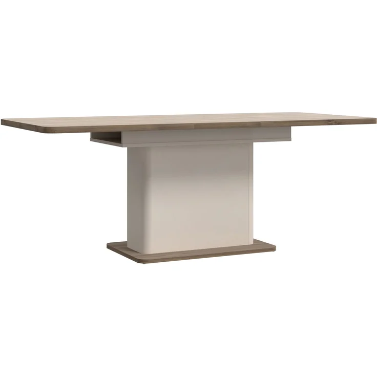 Forte LACETTI Esstisch 160, moderner, ausziehbarer Esstisch, Wohnzimmer, Esszimmer, Kaschmir| Beige mit Valencia Eiche Holzdekor, 160 (200) cm breit x 76,4 cm hoch x 90 cm tief – Bild 5