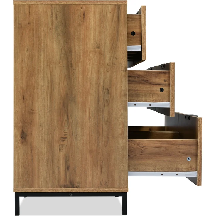 Kommode mit 6 Schubladen, Spanplatte & Metallgestell, 120x40x76 cm, Dunkle Eiche – Bild 9