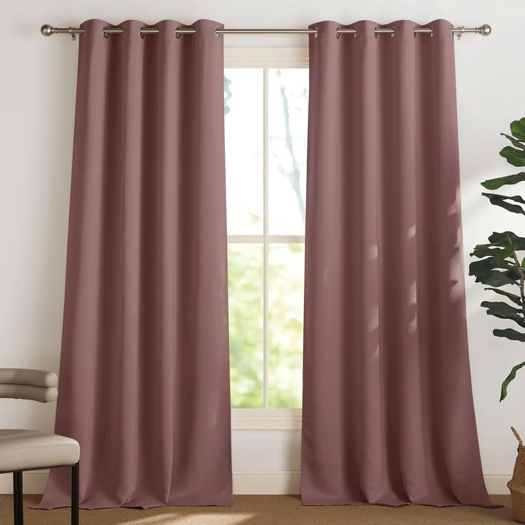 PONY DANCE Wohnzimmer Gardinen Abdunkelnd Vorhang Thermo Kälteschutz | 2er Set H245 x B140 cm, Altrosa, Verdunklungsvorhänge, Sichtschutz, UV-Schutz, mit Ösen, für Schlafzimmer Kinderzimmer