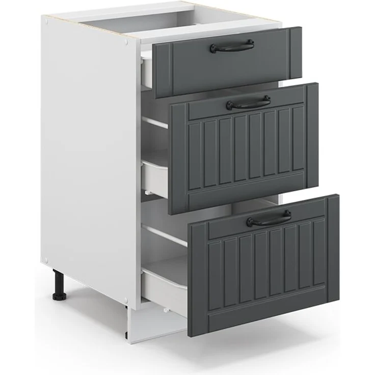 Küchenunterschrank Fame-Line Anthrazit Landhaus 50 cm ohne Arbeitsplatte Vicco – Bild 4