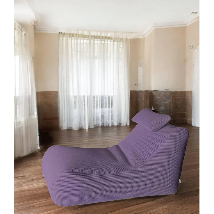 Talamo Italia - Pouf Abuli, Mehrzwecksessel, Sitzsack, Hockerhocker, Made in Italy, 70x120 h65 cm, Lila