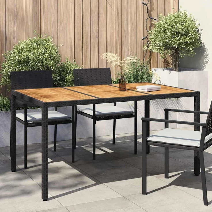 vidaXL Gartentisch Schwarz 150 x 90 x 75 cm Poly-Rattan 362544 – Bild 1