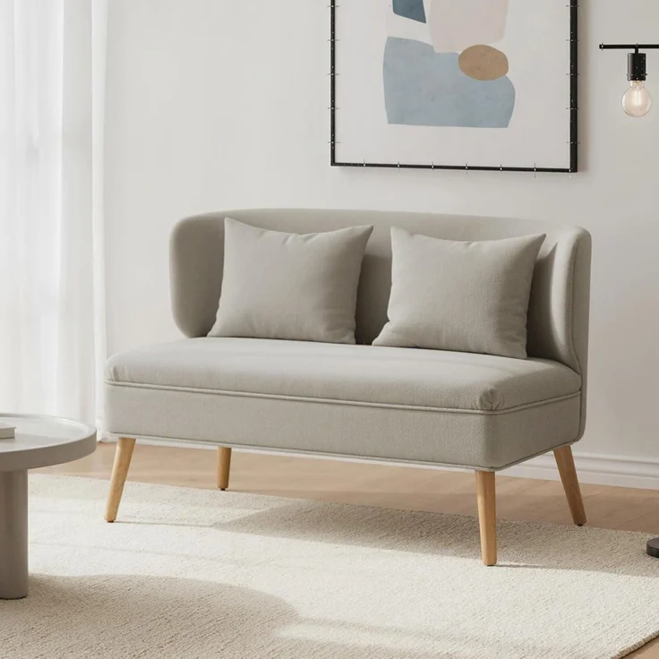 HOMCOM Loveseat kleine Couch mit Flügelrücken, 2 Wurfkissen (117 cm Dick Gepolstert Doppelsofa, 1-St, Modern Polstersofa), für Wohnzimmer, Schlafzimmer, Beige – Bild 8