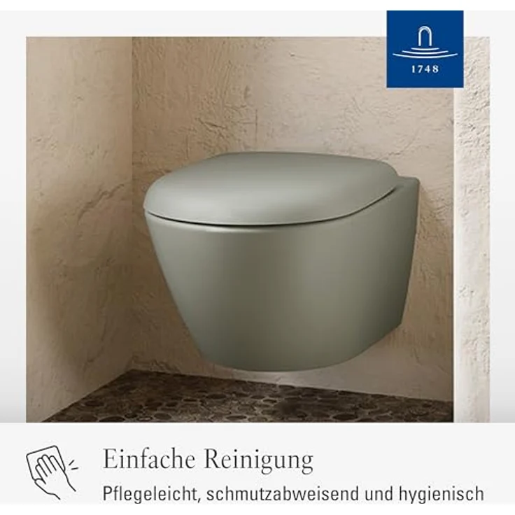 Villeroy & Boch Antao WC-Sitz, Toilettendeckel mit Absenkautomatik, abnehmbarer Toilettensitz aus bruchsicherem Duroplast, Klodeckel Original Ersatzteil, D-Form, Morning Green, matt – Bild 6