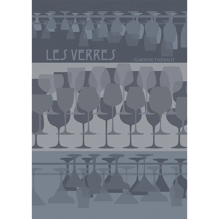 Garnier-Thiebaut Geschirrtuch Les Verres A Pied Denim 50x70 Cm 100% Baumwolle