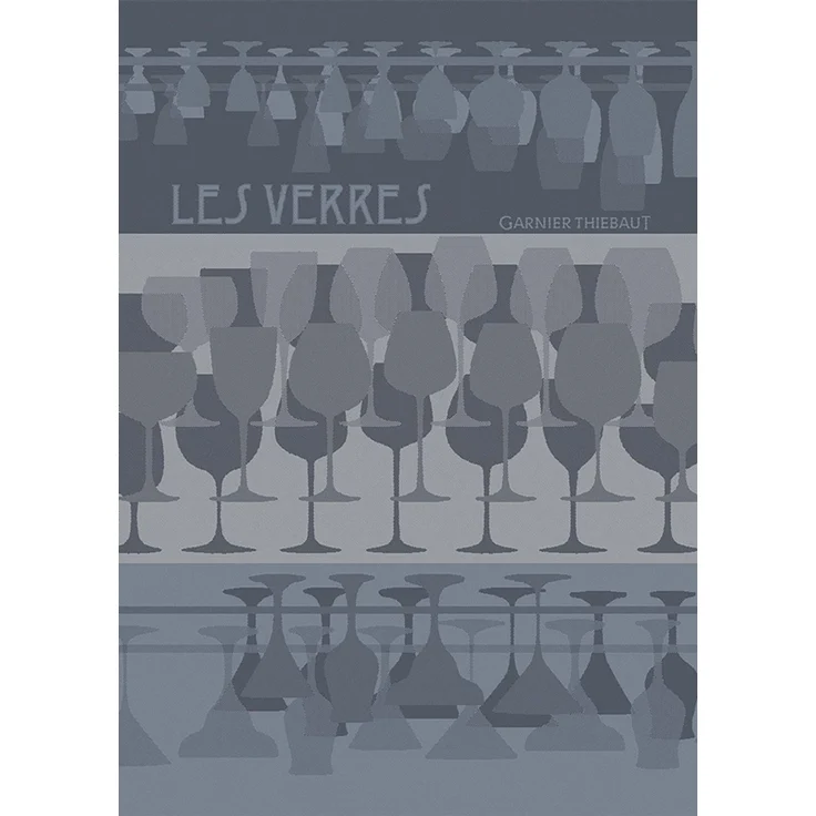 Garnier-Thiebaut Geschirrtuch Les Verres A Pied Denim 50x70 Cm 100% Baumwolle