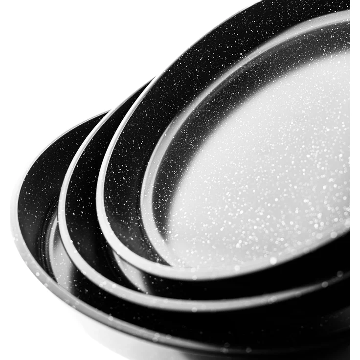 3er Set Backblech aus Granit in Schwarz 32/36/40 cm Backofenblech Tepsi – Bild 5