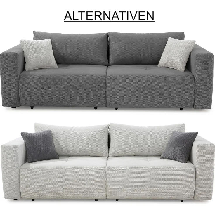 Schlafcouch Verwandlung Big-Sofa zum Ecksofa Schlaffunktion Bettkasten Cord Grau – Bild 9