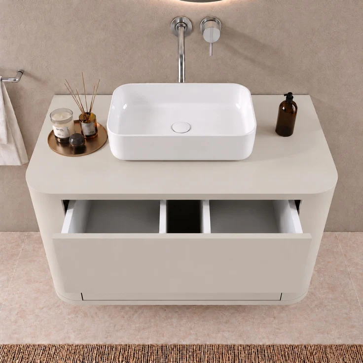 Badplaats Waschtischunterschrank Como 80 cm – Beige – Hängend mit 2 Schubladen – Bild 4