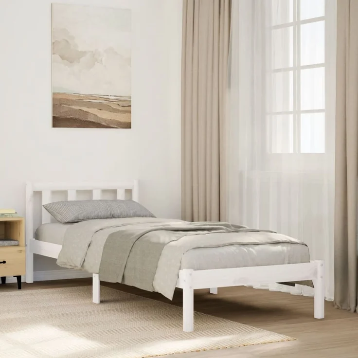 vidaXL Massivholzbett Extra Lang ohne Matratze Weiß 80x210 Kiefernholz 852429 – Bild 1