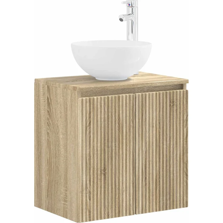 vidaXL Wandmontiertes Badezimmerschrank-Set 3 stk. Sonoma-Eiche 3405619 – Bild 5