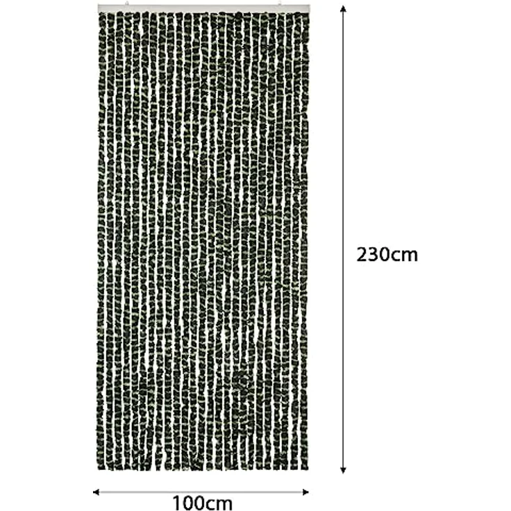 Moritz Flauschvorhang aus Chenille 100 x 230 cm grün schwarz gestreift Türvorhang als Fliegenschutz Insektenschutz für Camping Wohnwagen – Bild 3